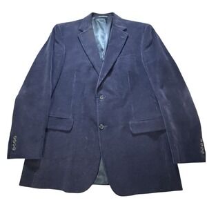 Lands' End Corduroy Sport Coat Blazer Jacket 2 Button Navy Blue Men's Size 44 L